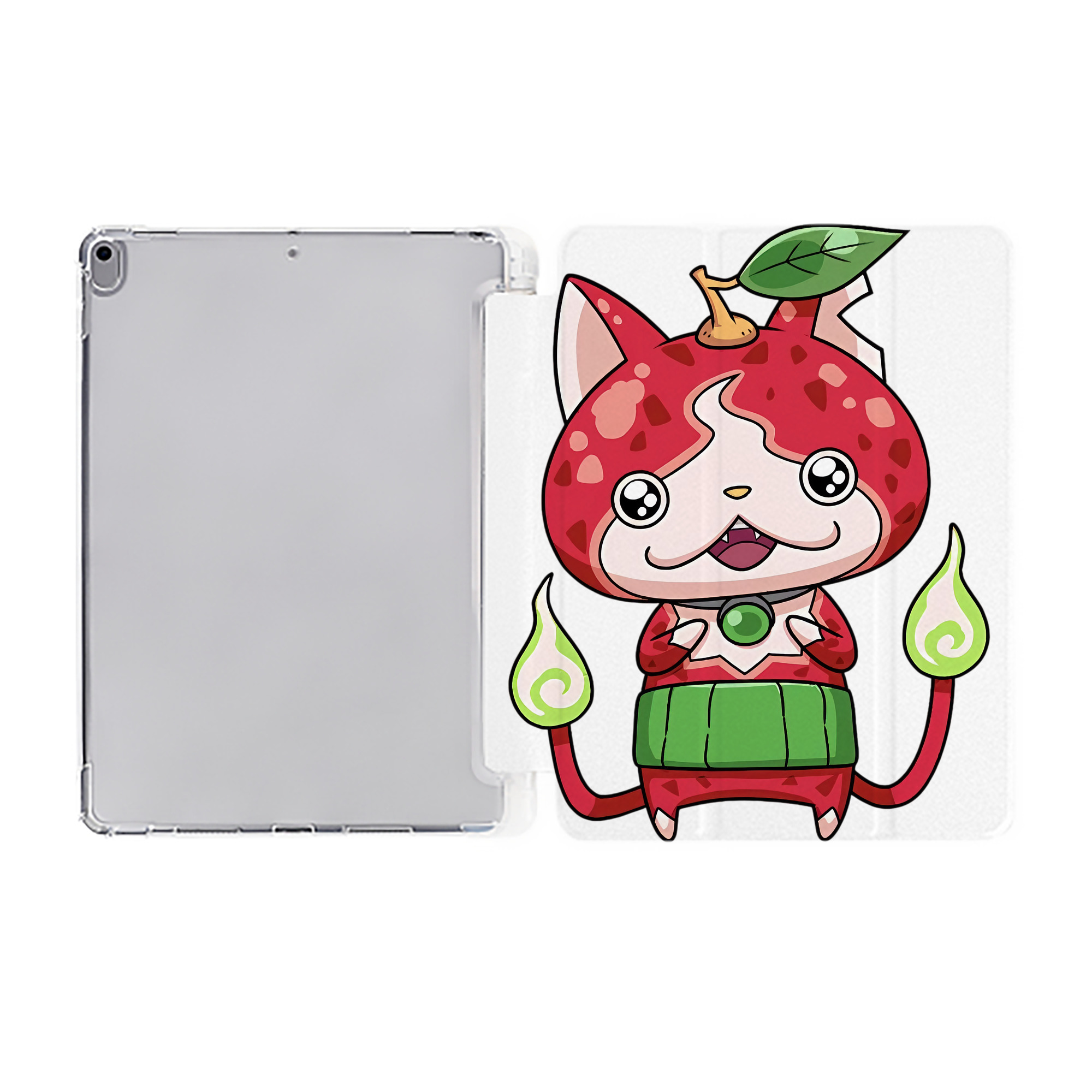 （画像用） 妖怪ウォッチ Yo-kai Watch IPad ケース ペン収納付き 三つ折りスタンド PUレザー×シリコン 対応機種9.5/10.5/10.9インチ